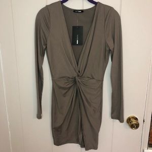 Brown Bodycon Knot Dress